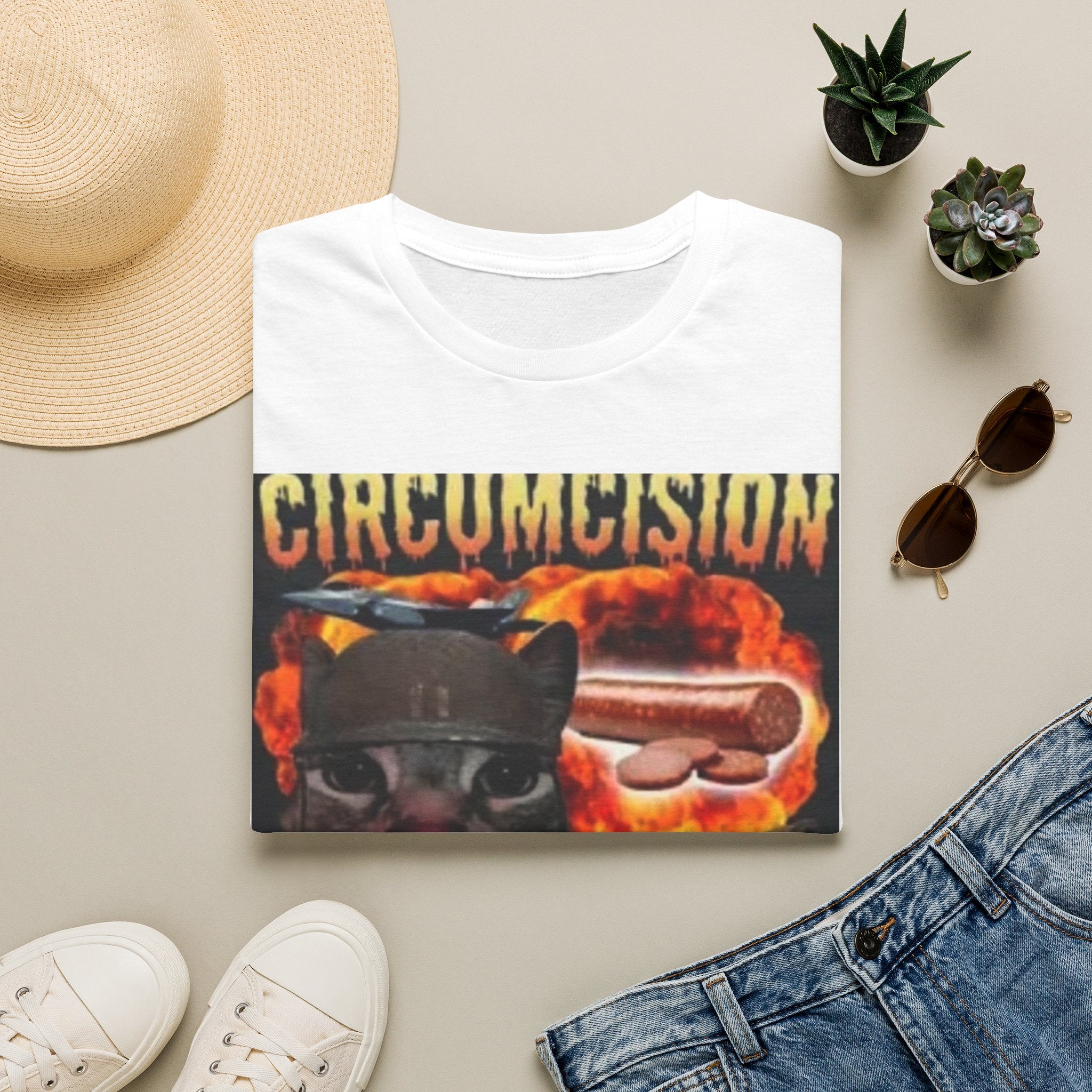 Circumcision Survivor Cat T-Shirt — Funny Edgy Retro Graphic Tee
